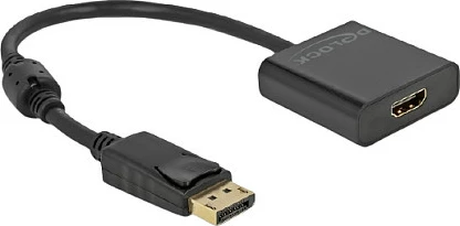 Adapter DeLOCK DisplayPort në HDMI, 4K 30Hz, aktiv, 0.2m, i zi