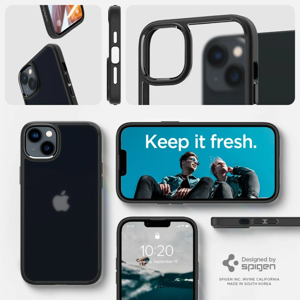 Mbështjellës, Spigen Ultra Hybrid për iPhone 14 Plus, TPU + polikarbonat, MIL-STD 810G, e zezë mat