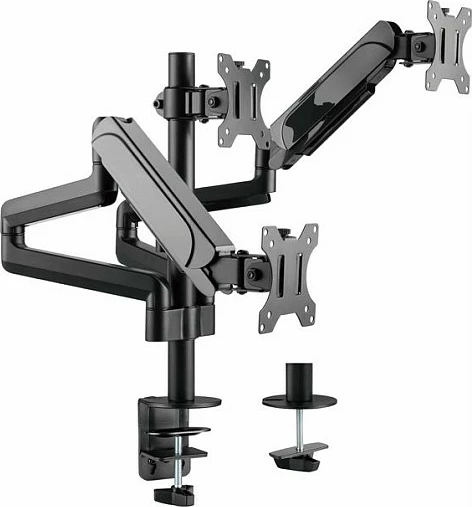 Mbajtëse tre-monitorësh EQUIP 650134, 17"-27", VESA 75x75-100x100, clamp tavoline, e zezë
