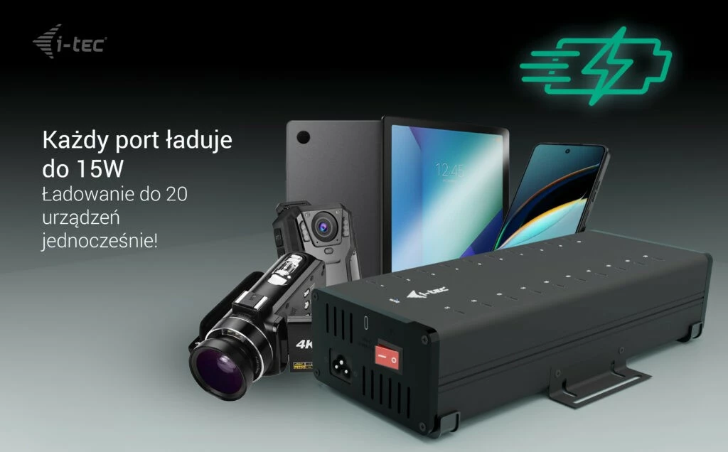 HUB i-tec CACHRGHUB20C, 20x USB-C, 15W për port, metalik