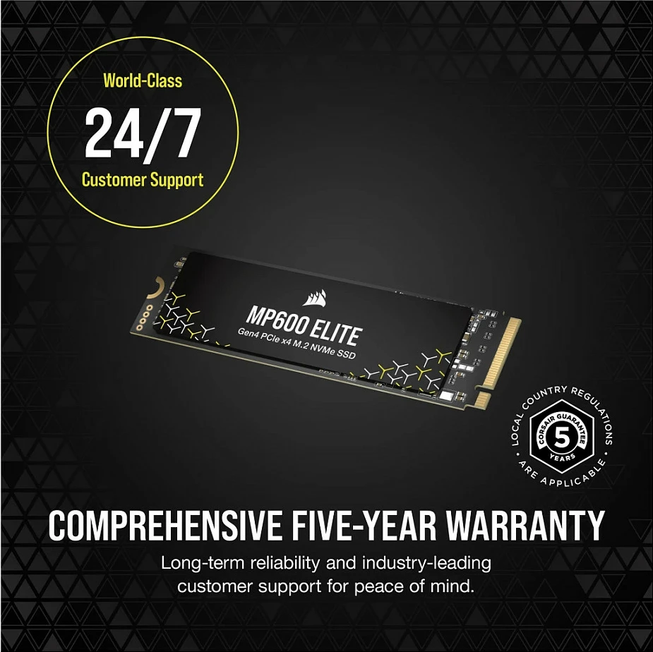 SSD Corsair MP600 ELITE, 1TB, M.2 NVMe PCIe 4.0, 2280, e zezë