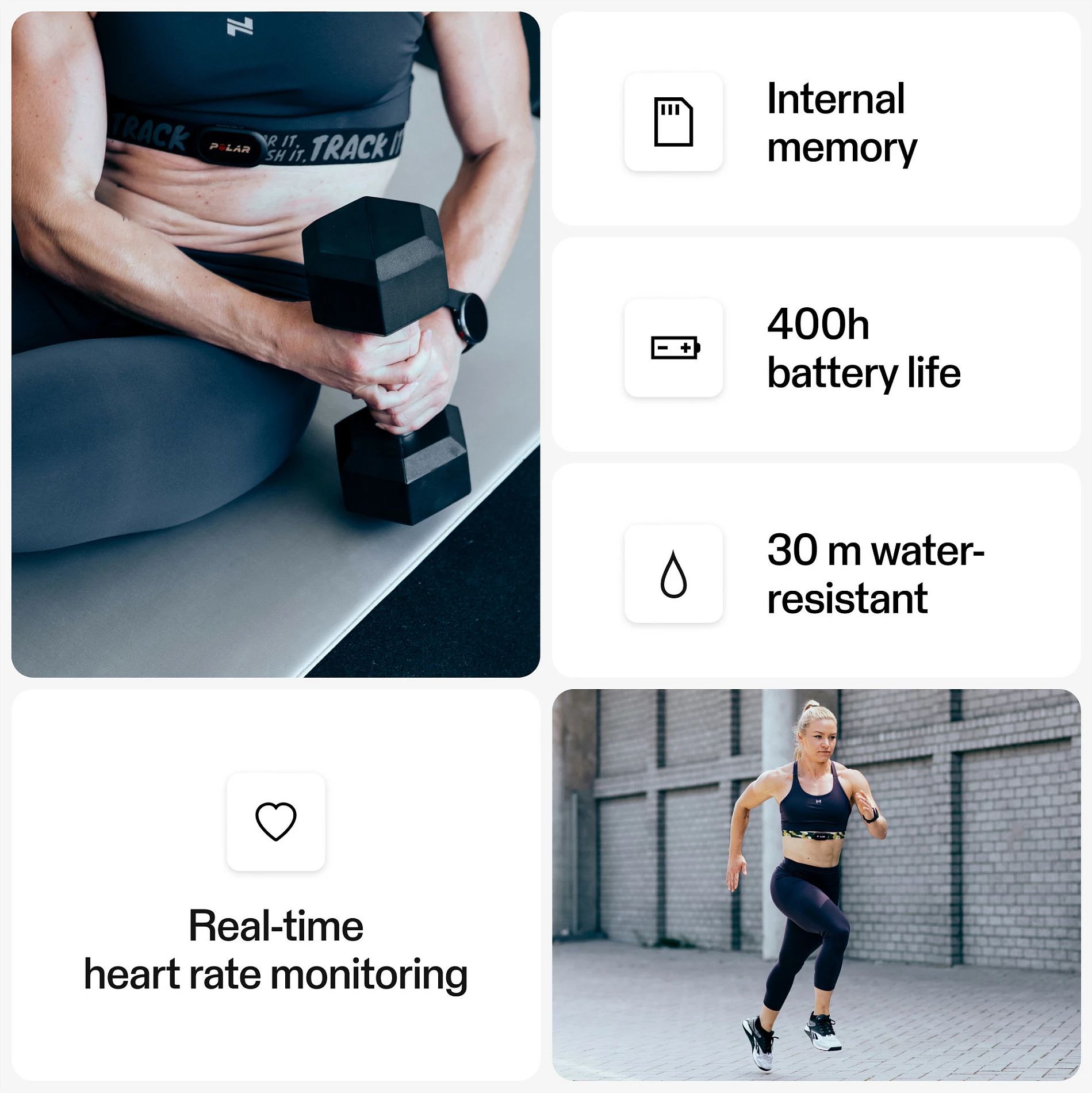Sensor pulsi Polar H10, rrip gjoksi M-XXL, Bluetooth/ANT+, i zi