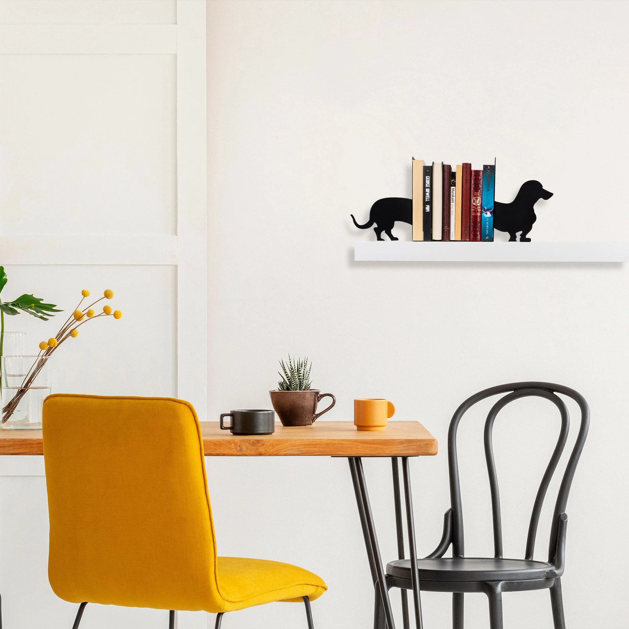 Mbajtëse librash metalike Aberto Design, e zezë, 43x14x22cm