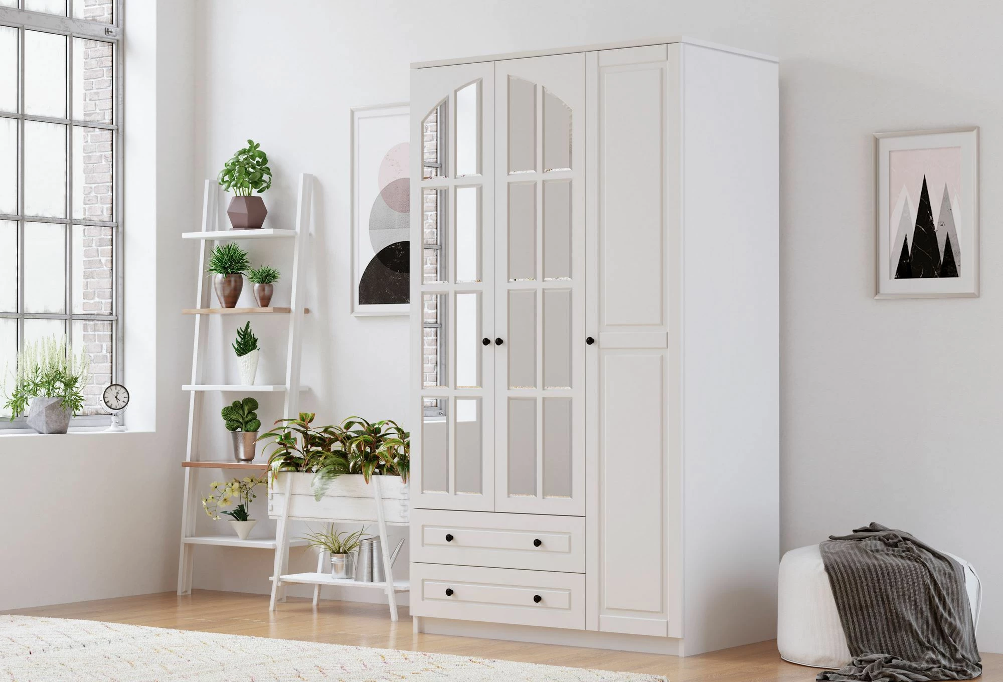 Dollap rrobash Skye Decor, ngjyrë e bardhë mat, RB-011