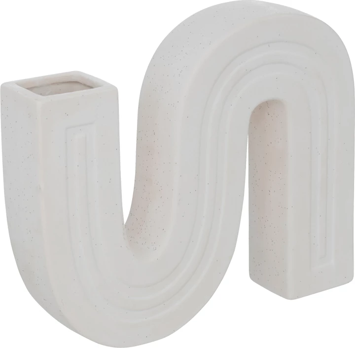 Vazo Snaky qeramike, ngjyrë e bardhë, 25x5x21cm