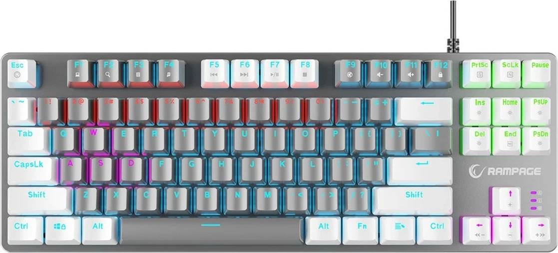 Tastierë mekanike Rampage Snug RGB KRGD Blue, 80%, anglisht, bardhë-gri