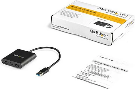 Adapter StarTech USB32HD2, USB 3.0 në 2x HDMI, 4K/30Hz, i zi