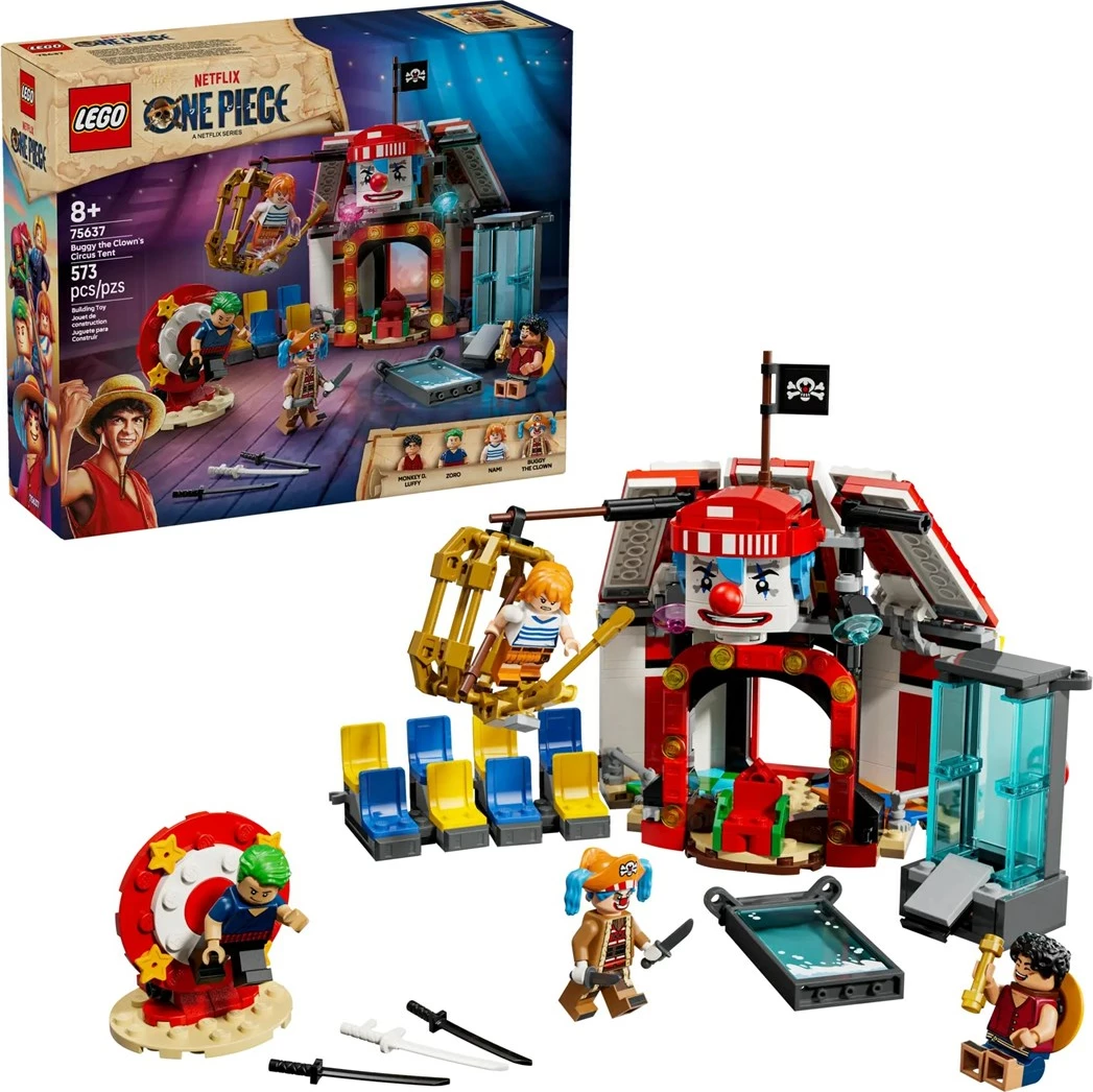 Set lodrash LEGO One Piece 75637 Buggy the Clown's Circus Tent, 4 minifigura