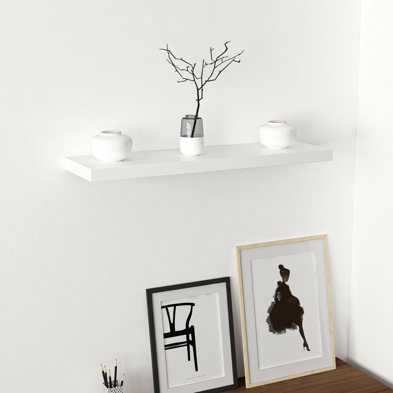 Raft muri Skye Decor, i bardhë, 80cm