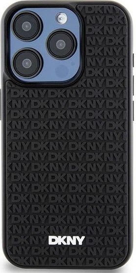 Mbështjellës DKNY 3D Rubber Repeat Pattern për iPhone 15 Pro, zi
