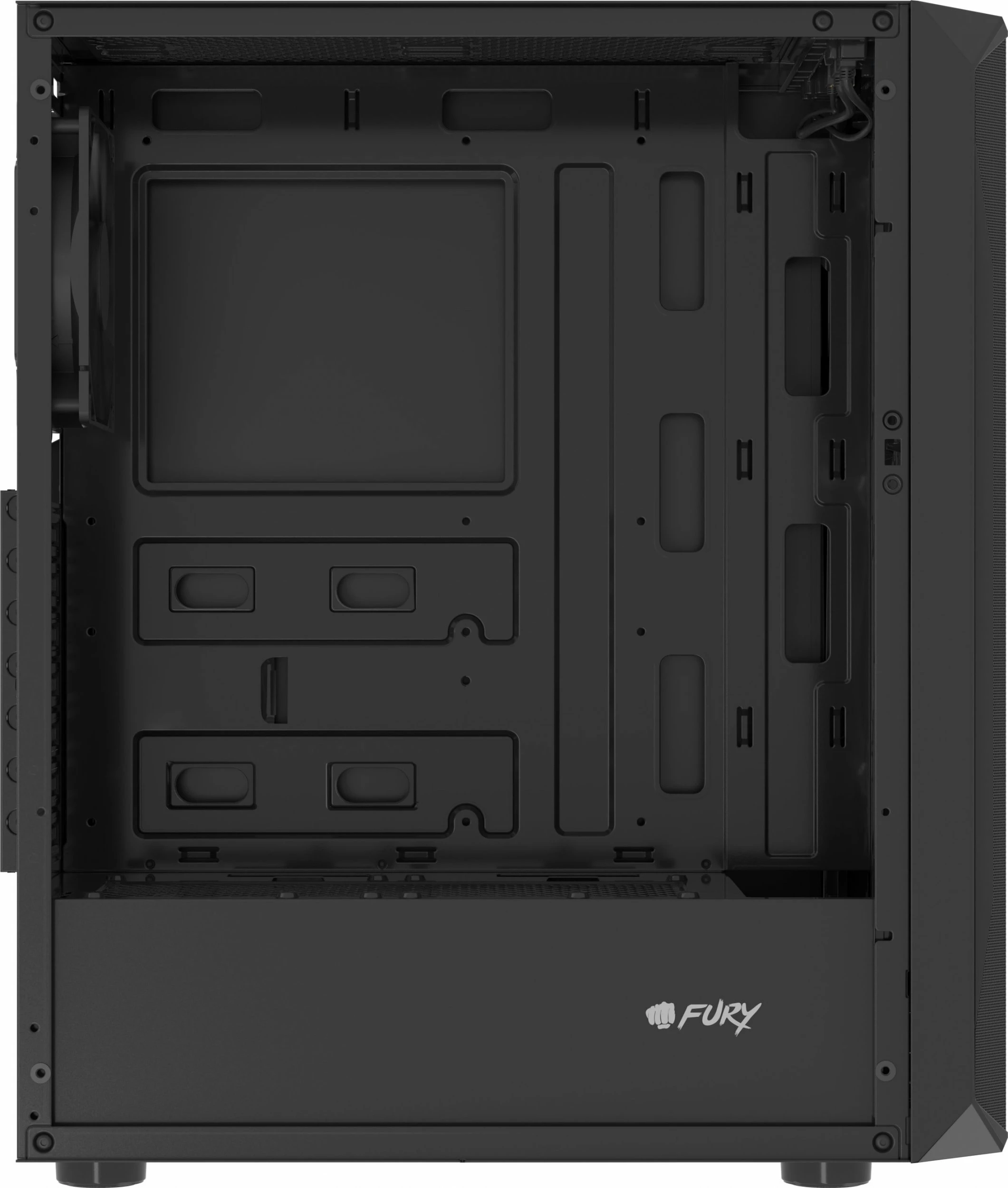 Kasë Fury Shobo SH4F (NFO-2152) Midi Tower ATX/mATX/Mini-ITX, 4x120mm PWM, tempered glass, pa PSU, e zezë