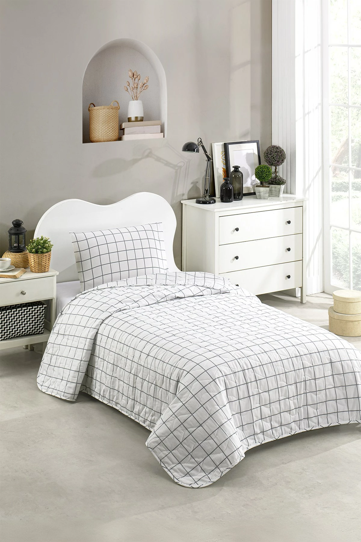 Mbulesë krevati teke L'essentiel, Artus, gri