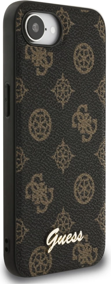 Mbështjellës Guess Peony Script Logo MagSafe për iPhone 16e, i zi