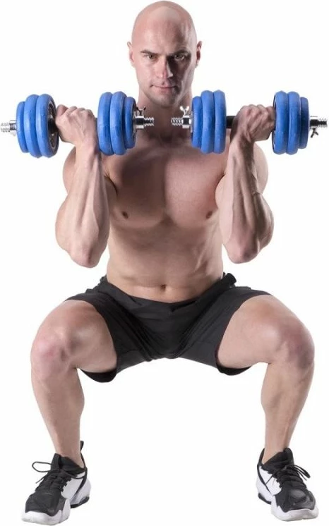 Set pesha 2-në-1 barbell dhe dumbbell HMS, unisex, argjend e kaltër