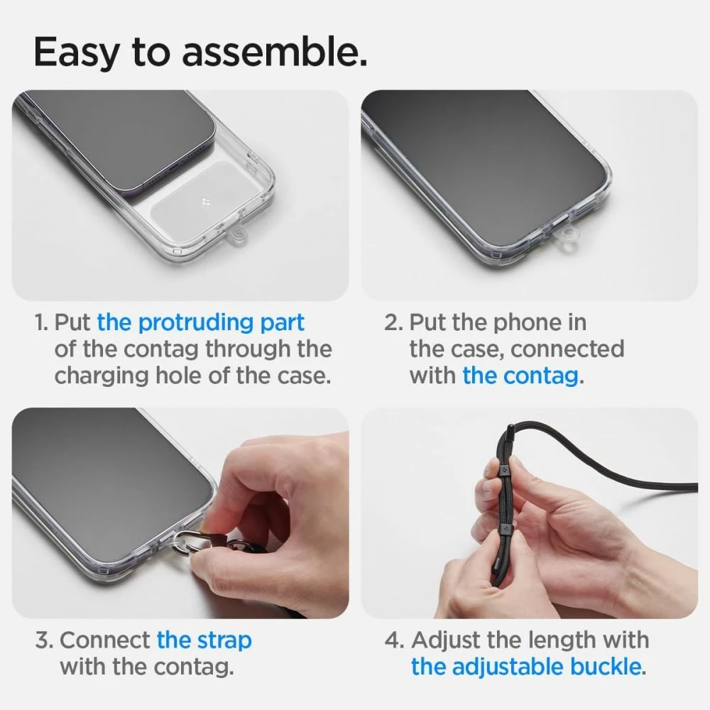 Set litarësh universal Spigen, Crossbody & Wrist Strap, ConTag Pad, kaltër