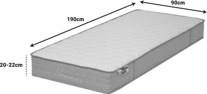 Dyshek Nemesis me susta xhepi, paketim rrotullues, dy anësor, aloe vera, 20-22cm, 90x190cm