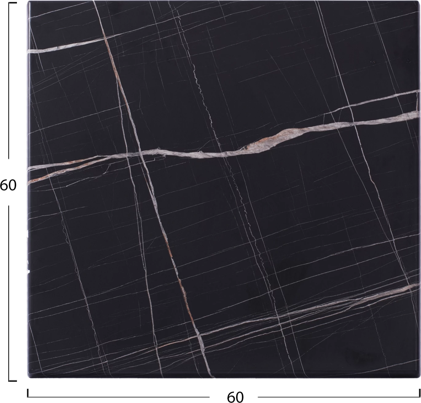 Sipërfaqe tavoline katrore, pamje mermeri të zi, 741 FH1, 60x60cm