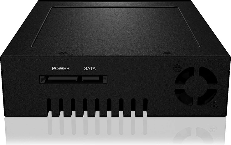 Baj hot-swap ICY BOX për HDD/SSD, 5.25", 1x 2.5/3.5" SATA/SAS, me çelës, i zi