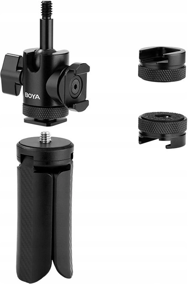 Tripod tavoline BOYA Desktop Stand 01, fileto 1/4\", i palosshëm, për mikrofon dhe kamerë, i zi