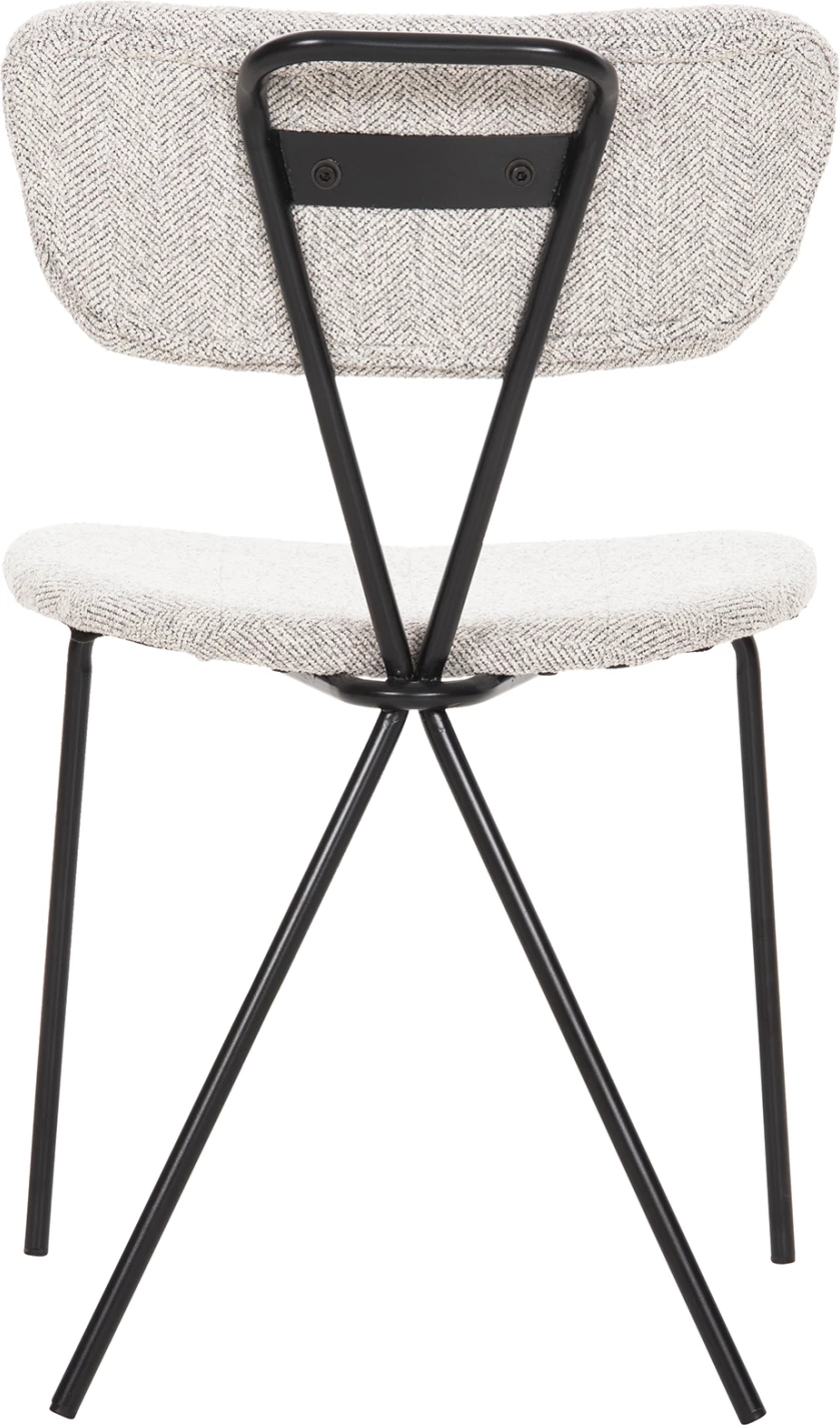 Karrige ngrënieje DORY FH9855.03 kornizë metalike në të zezë, pëlhurë në gri të lehtë 48,5x61x76H cm., set prej 4 copë