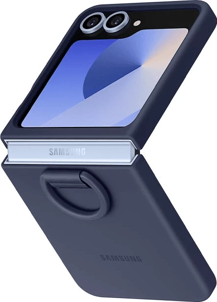 Mbështjellës silikoni me unazë Samsung EF-PF741TNE për Samsung Galaxy Z Flip 6, blu e errët (indigo)