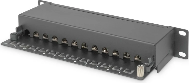 Patch panel Digitus DN-91612S, 12 porta, CAT 6, 10", 1U, e zezë