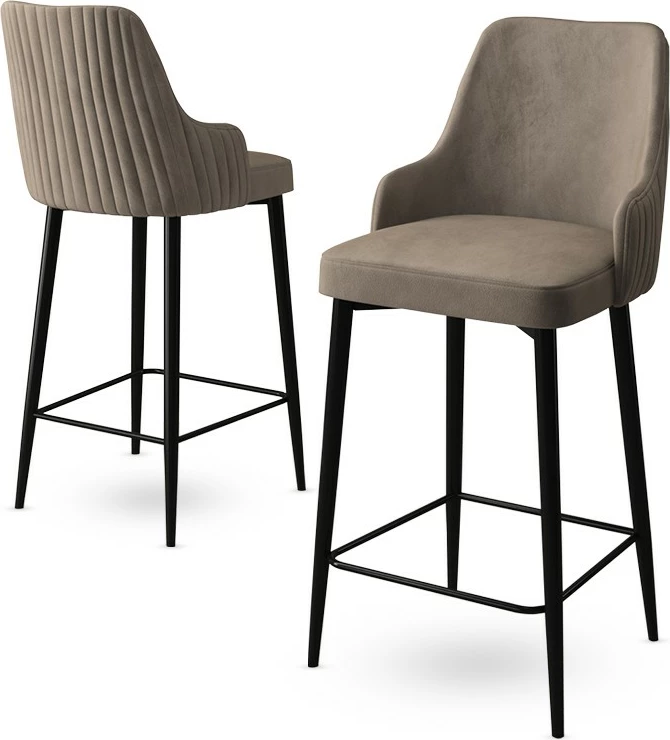 Set karrigesh për bar (2 copë), Hanah Home, Enox, kapuçino, e zezë