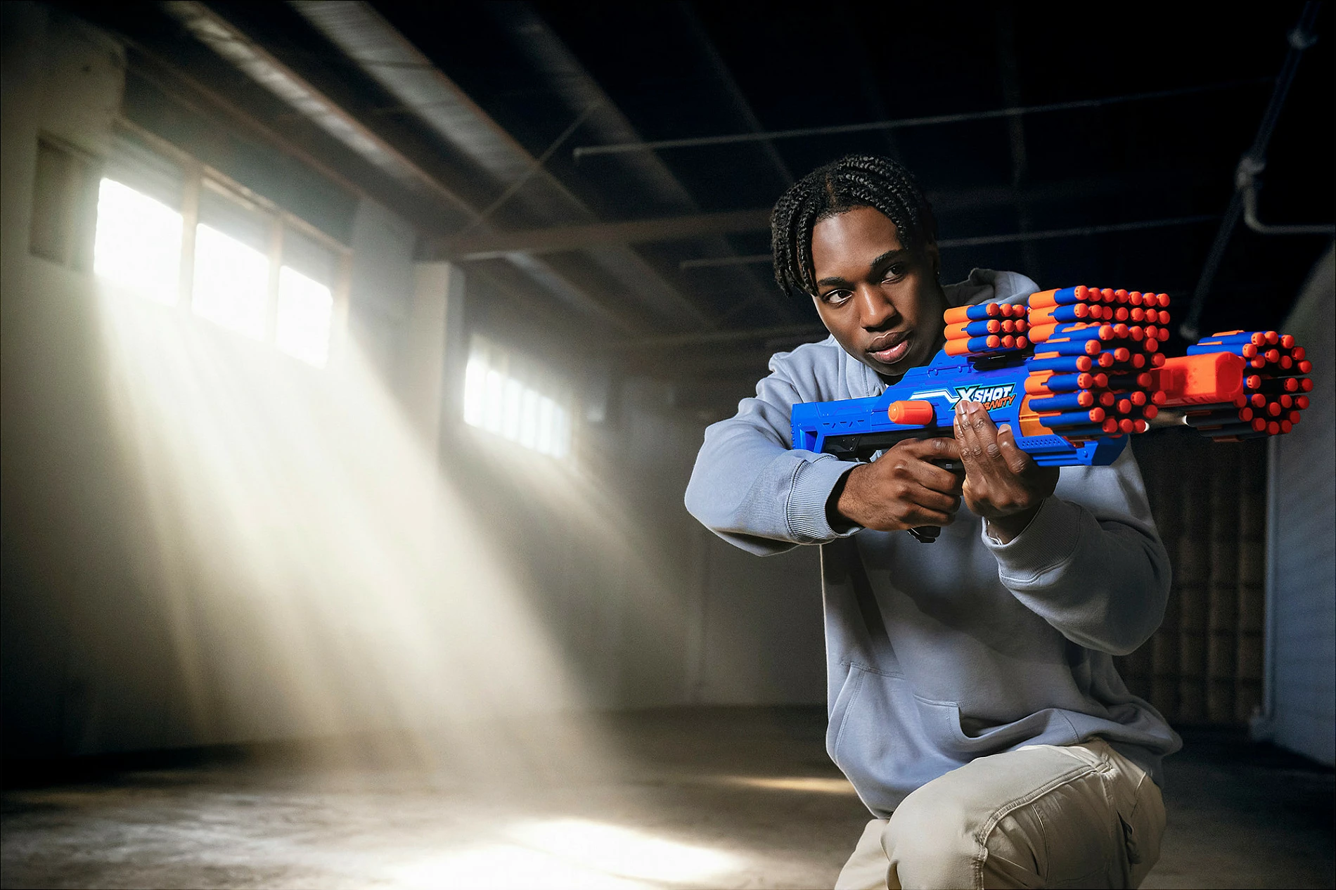 Blaster lodër ZURU XSHOT Insanity Berzerko, 48 shigjeta, blu/portokalli