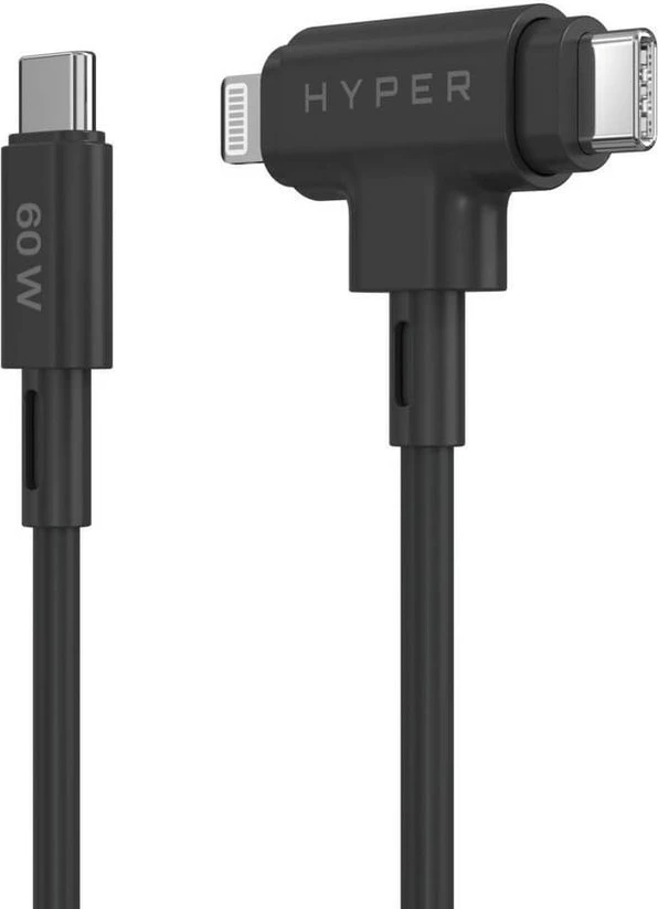 Kabllo Targus HyperJuice USB-C në USB-C/Lightning, 1.5m, 60W, e zezë
