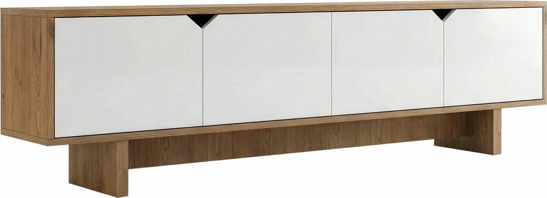 Komodë TV Skye Decor, ngjyrë lisi dhe e bardhë