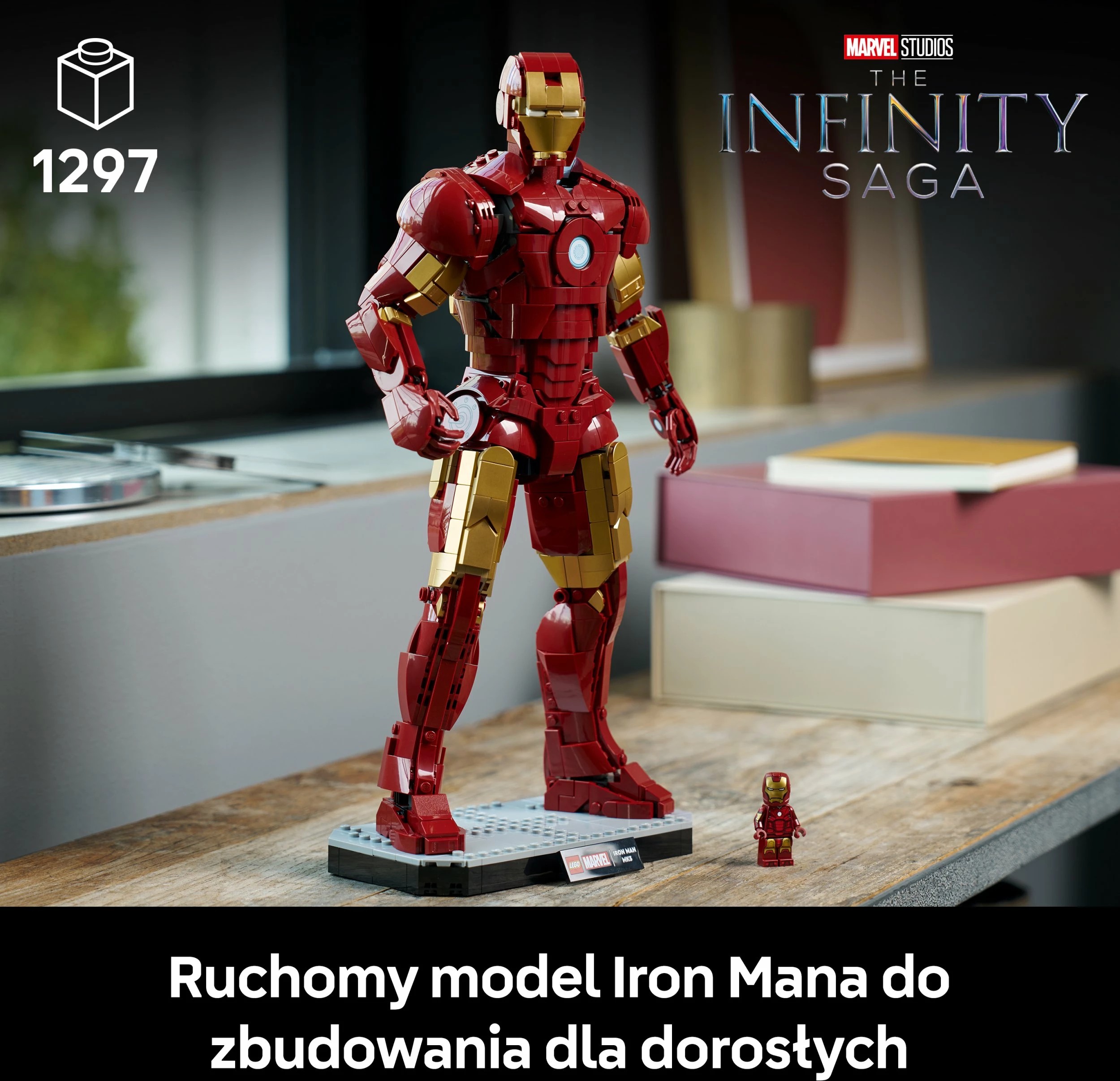 Set ndërtimi LEGO Marvel Iron Man Mark 3 76344, 1297 pjesë, figurë 38 cm, Collector's Edition, me minifigurë
