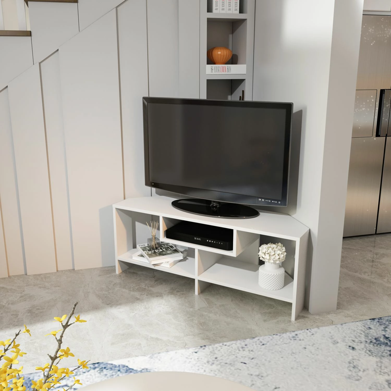 Komodë TV Skye Decor, Maldiv, e bardhë