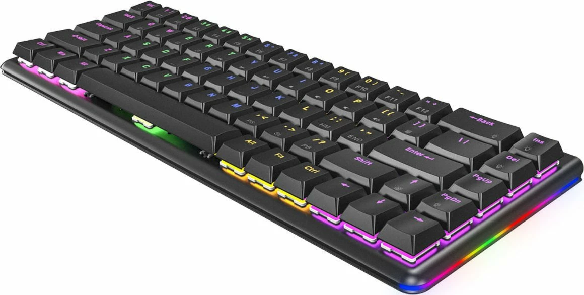 Tastierë gaming mekanike Rampage REBEL 65% (68 taste), low profile, Red switch, RGB, USB-C, e zezë