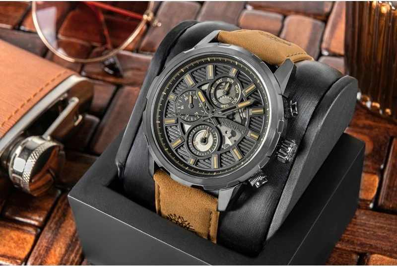 Orë dore meshkuj Timberland Hampton TDWGF0056101, e zezë, set me çantë