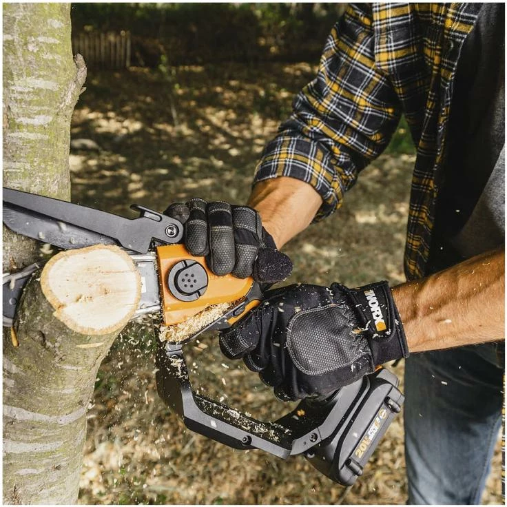 Sharrë zinxhir kompakte pa kabllo Worx WG324E 20V, zezë/portokalli, me bateri dhe karikues