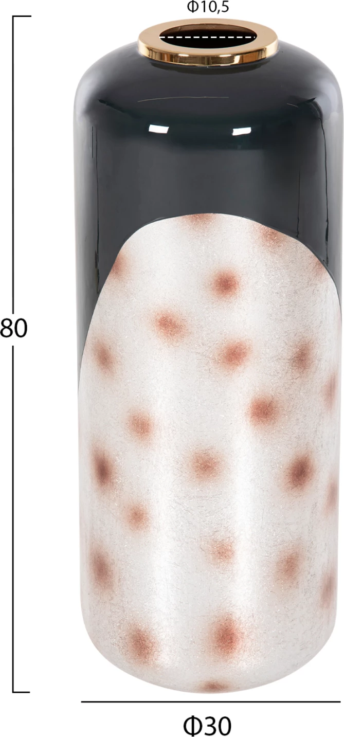 Vazo dekorative për dysheme RAKSASA FH4231.05 metalike, ngjyrë blu antracit-argjendi, Φ30x80H cm