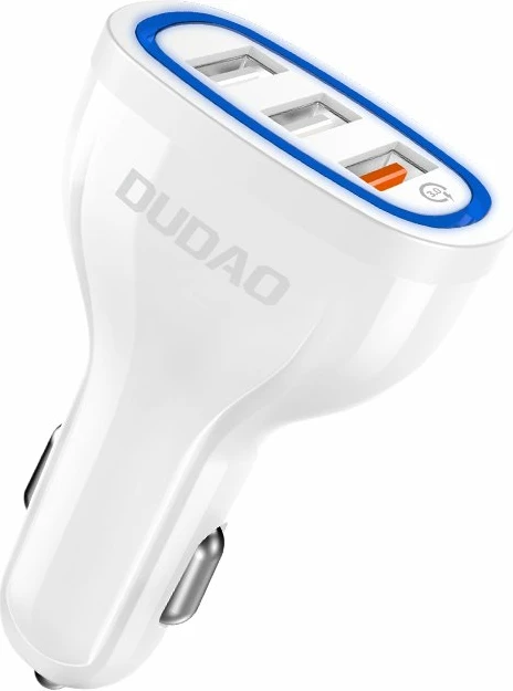 Karikues veture Dudao R7S, 3x USB, Quick Charge 3.0, 18W, Bardhë