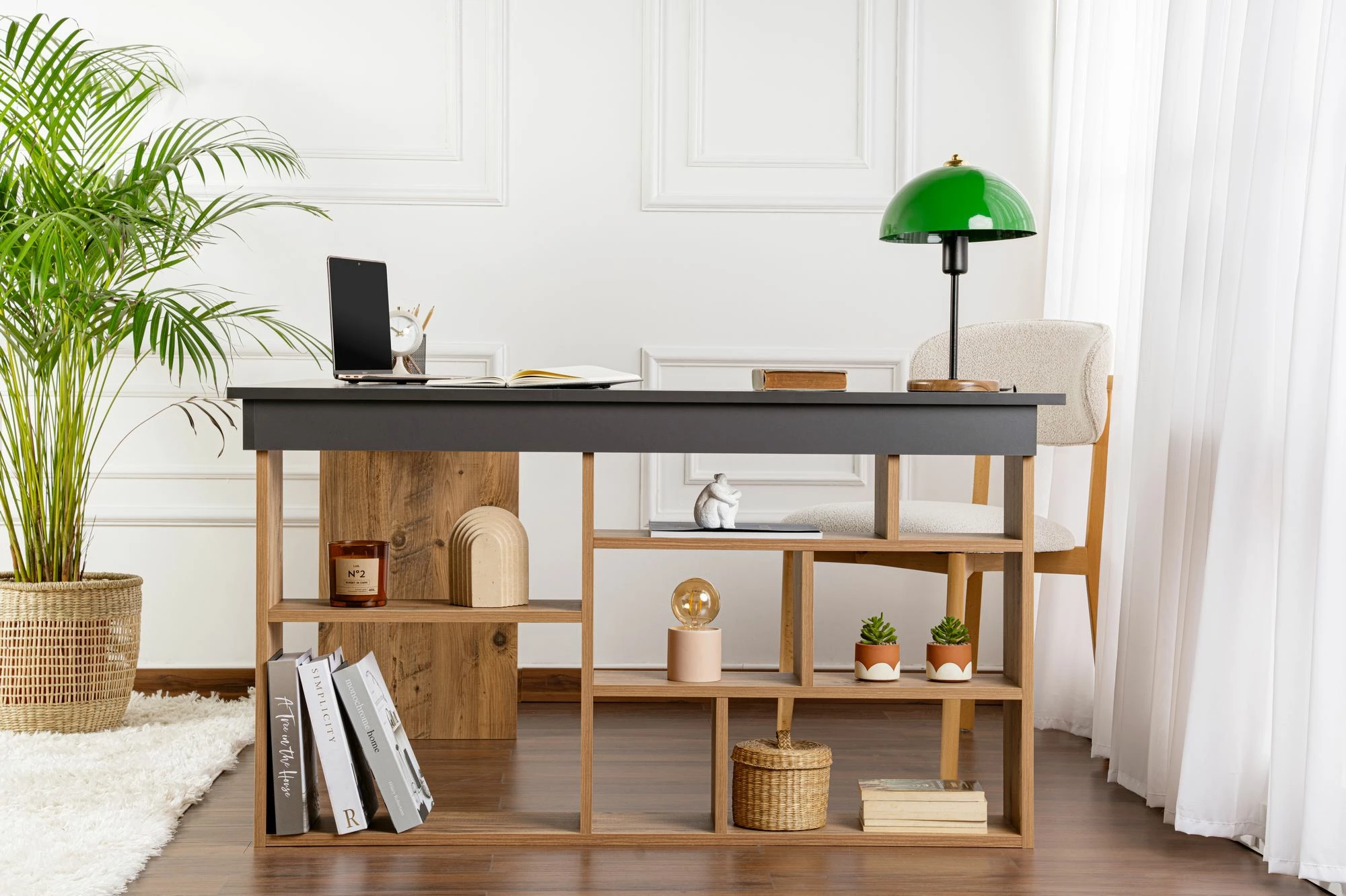 Tavolinë pune Nordure, Vesper, anthracite dhe Atlantic Pine