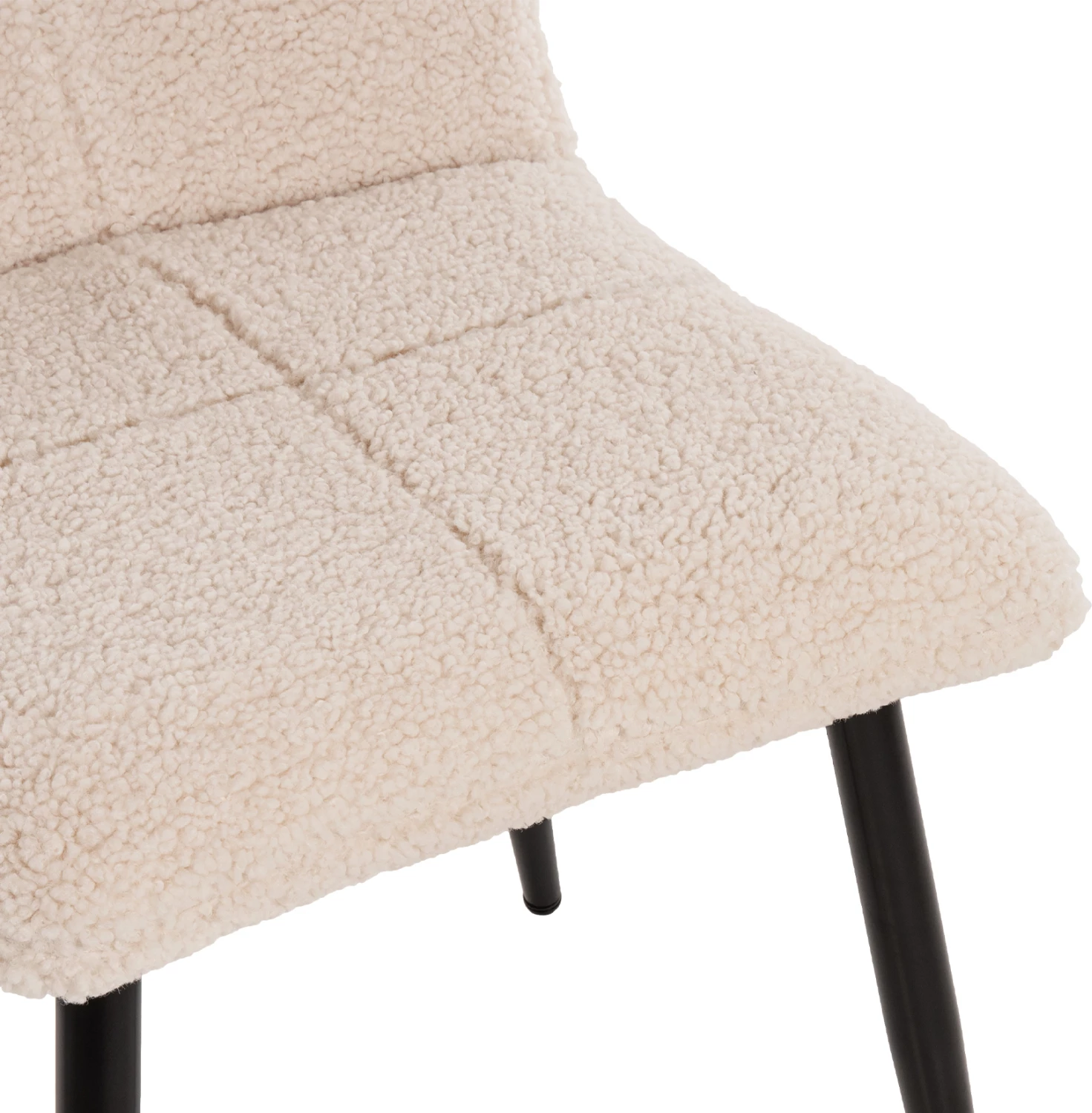 Karrige SHELLY FH8590.02, pëlhurë TEDDY, këmbë metalike bardhë-zi, 48x64x87Hcm., set prej 2 copash