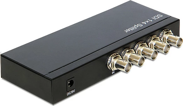 Splitter SDI DeLOCK 93250, 1x SDI në 4x SDI, BNC, metal, i zi