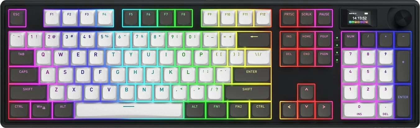 Tastierë mekanike Hator Skyfall 100 PRO, RGB, wireless/wired, full-size, gri-e zezë