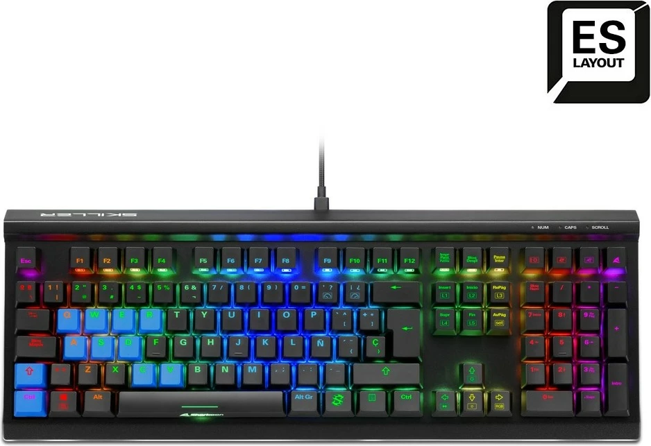 Tastierë mekanike Sharkoon SKILLER SGK60, Kailh Box Red, RGB, ES layout, e zezë