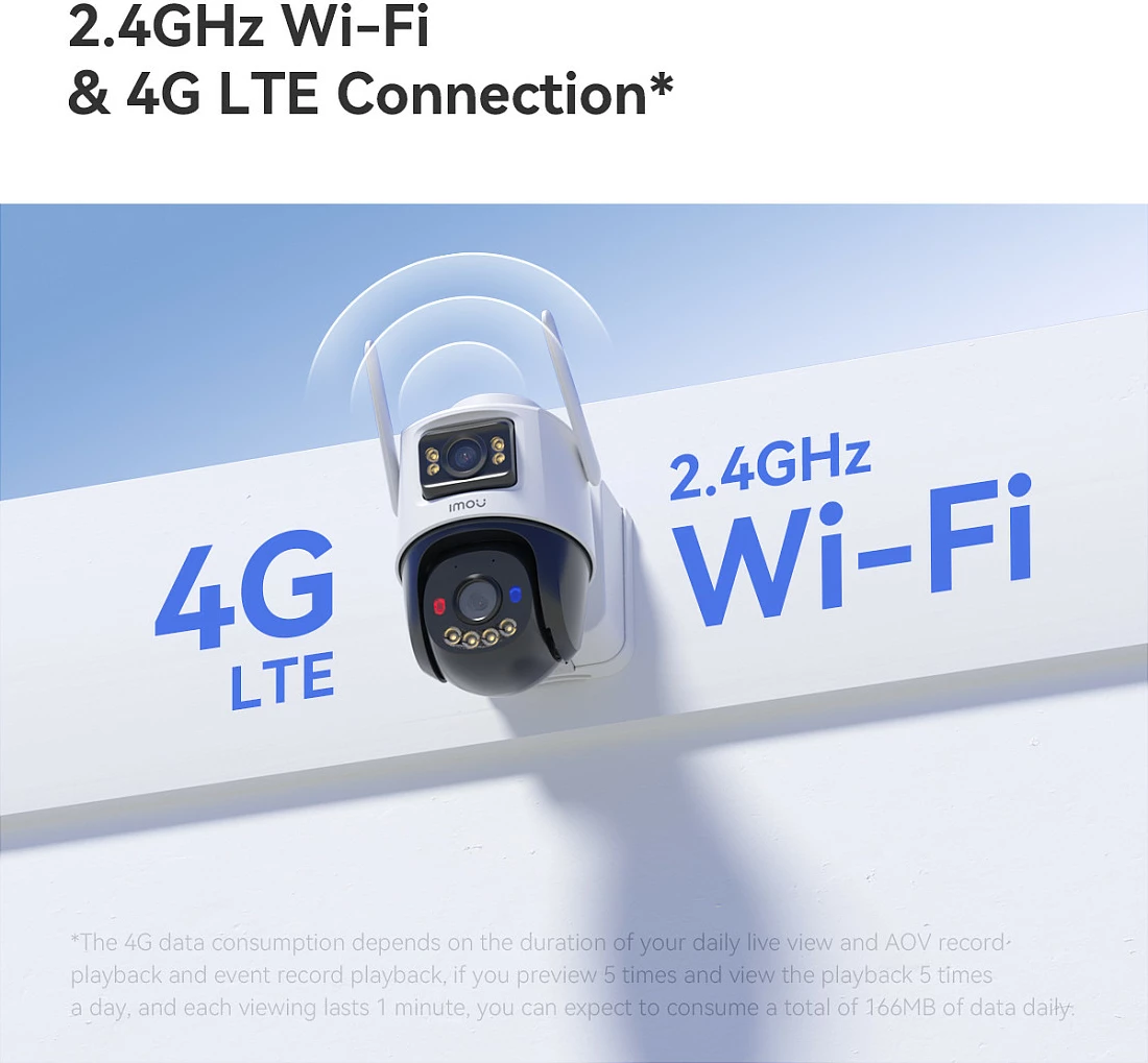 Kamerë sigurie IP Imou AOV Dual kit, Dual 5MP+5MP, 4G LTE + Wi‑Fi, bateri 10000mAh, me panel diellor, MicroSD 128GB + SIM, jashtë, bardhë/zezë