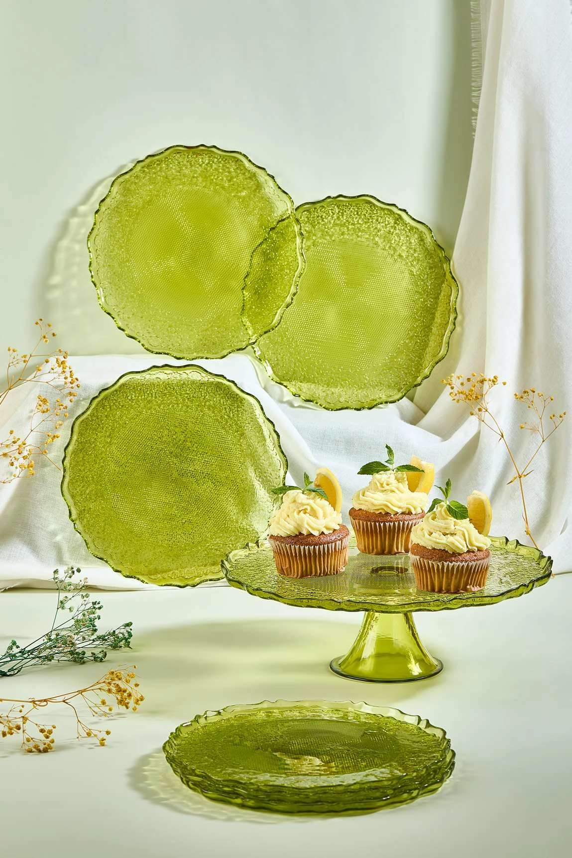 Set pjatash për ëmbëlsira (7 copë), Hermia Concept, Goblen7, ngjyrë e verdhë