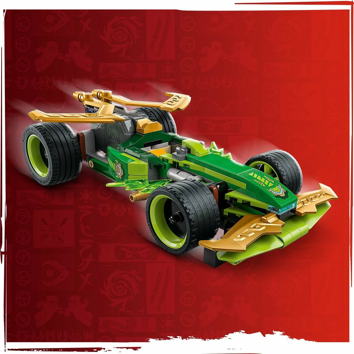 Set LEGO NINJAGO Lloyd's Pull-Back Race Car 71828, 181 copë, pull-back, jeshile/artë