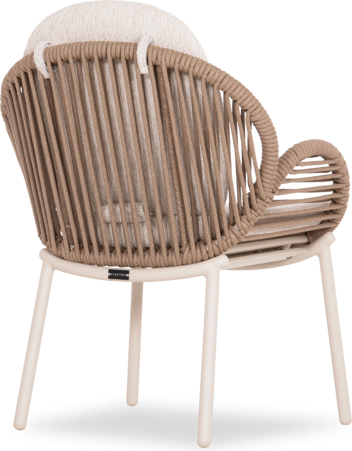 Karrige ngrënieje RIVEN, alumin, litar, jastëk bezhë, 62x69x82cm