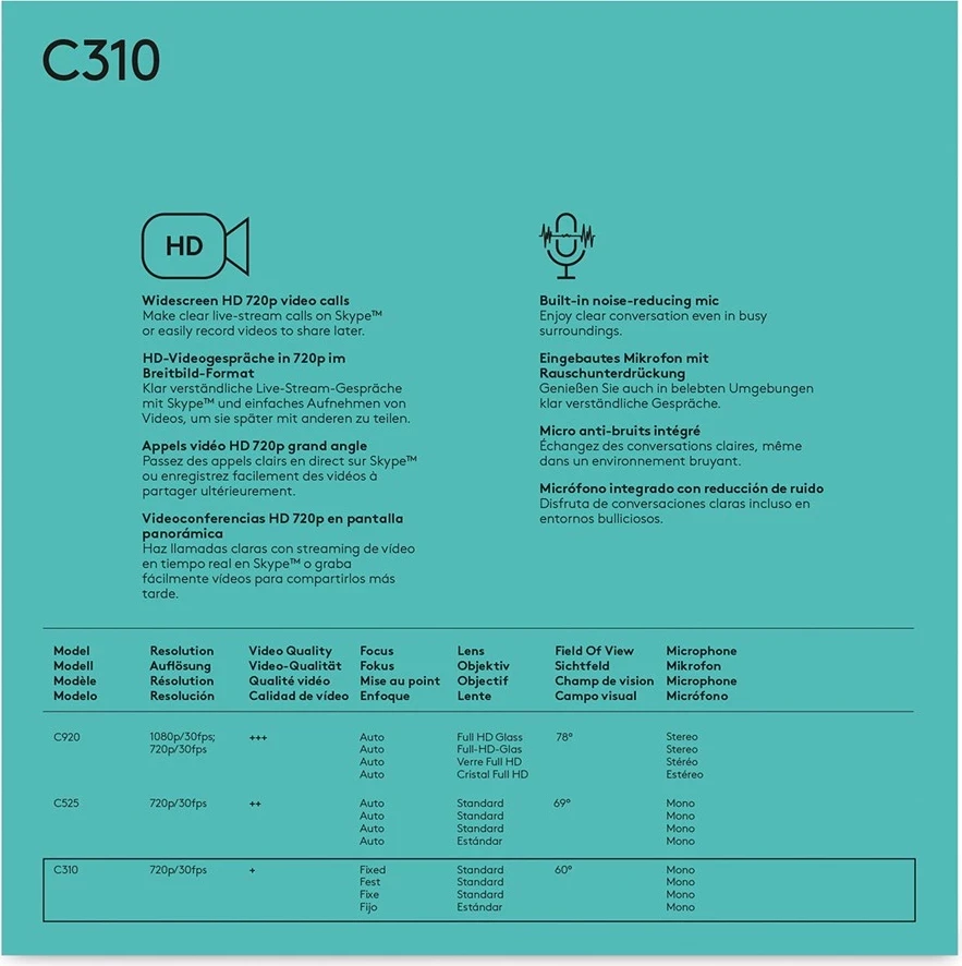 Ueb kamerë Logitech C310, e zezë