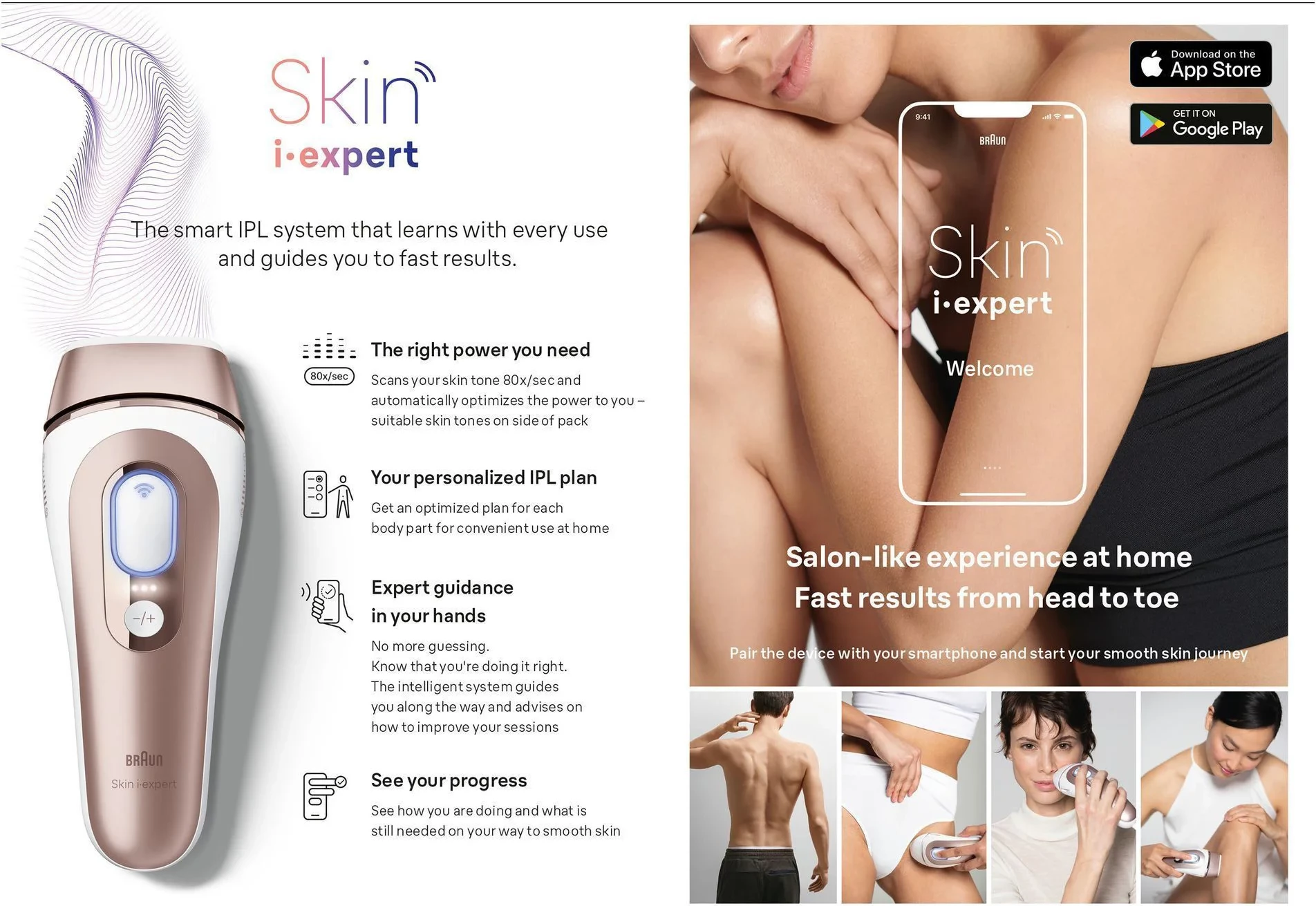 Epilator IPL Braun IPL7253 Smart Skin i·expert, 400,000 ndezje, 10 nivele intensiteti, SensoAdapt, me kabllo, me koka precize dhe çantë udhëtimi