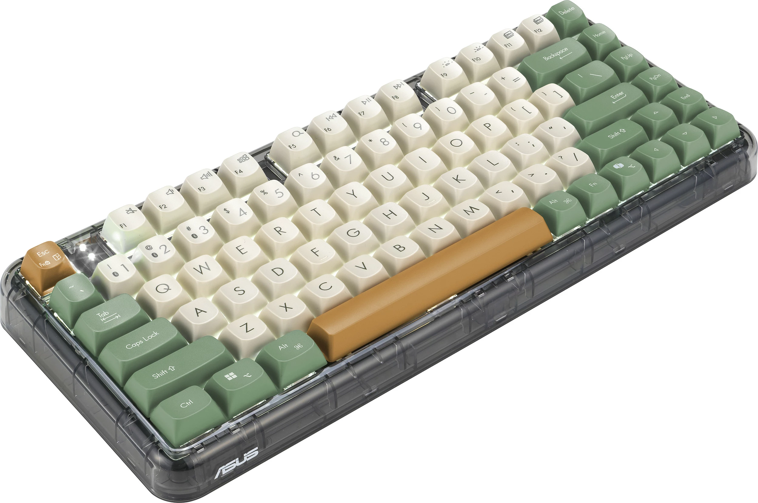 Tastierë mekanike ASUS KD201 Jelly, 75%, Wireless/Bluetooth/USB-C, Backlight e bardhë, Orange Meadow