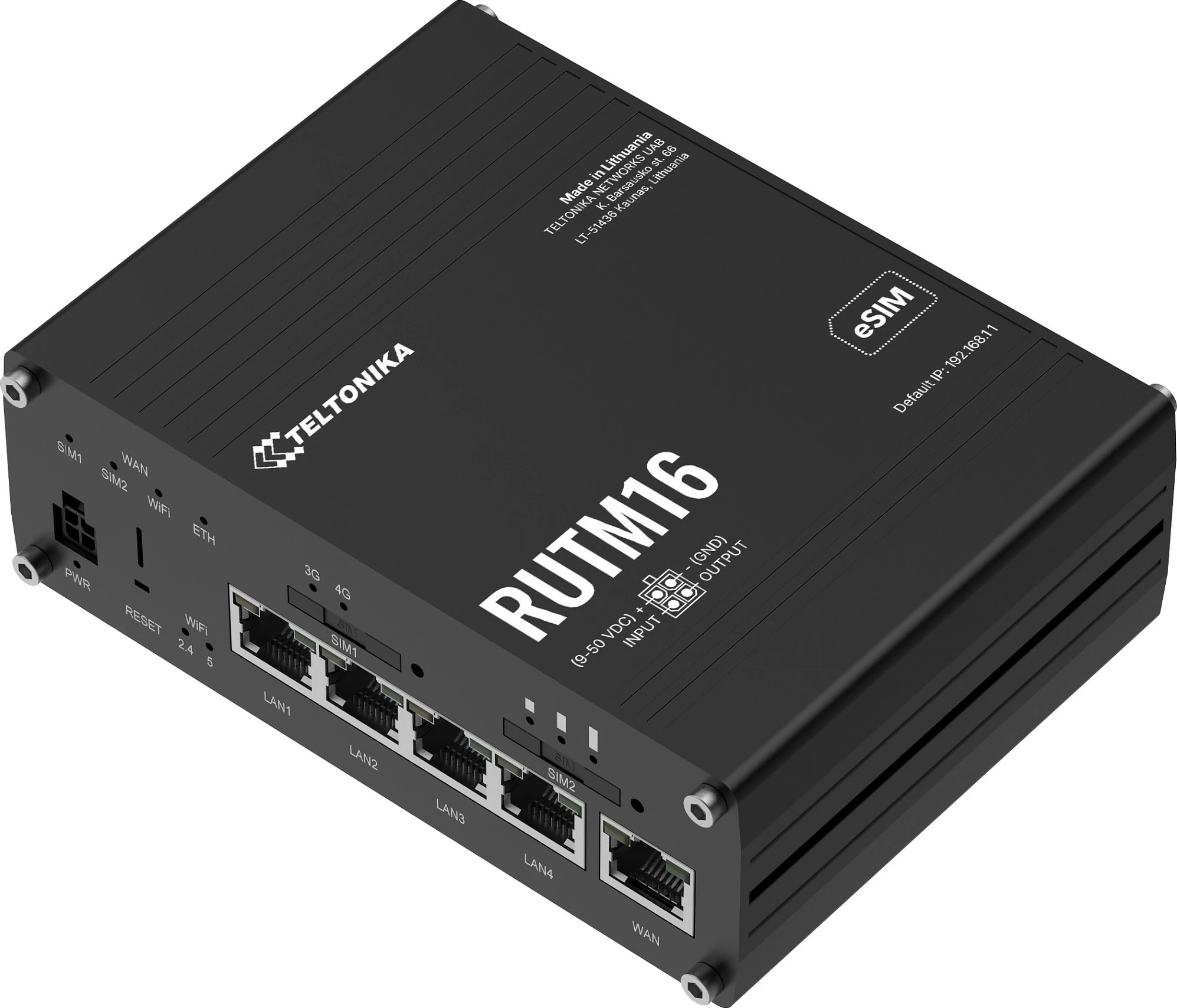 Router Teltonika RUTM16, LTE Cat6, eSIM, 5x Gigabit LAN, i zi